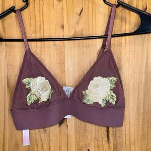 PINK Victoria's Secret Mauve Bralette with Floral Embroidery